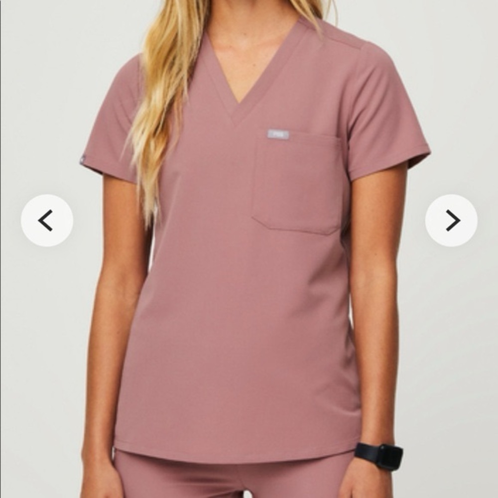 Figs Mineral Mauve Catarina One Pocket Scrub Top, Size Large